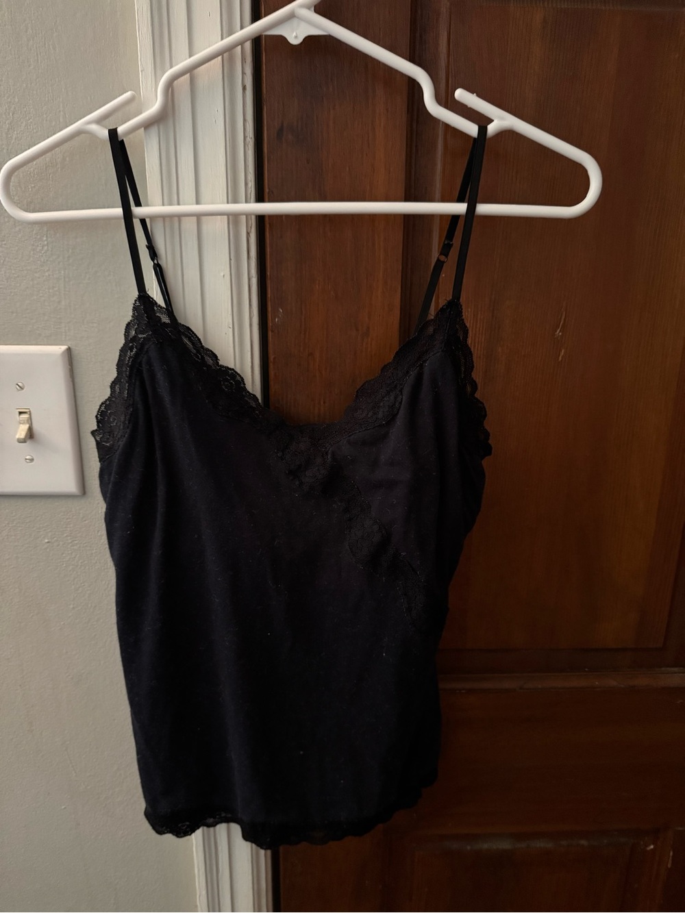 Y2K Black Lace Trim Camisole Size Medium